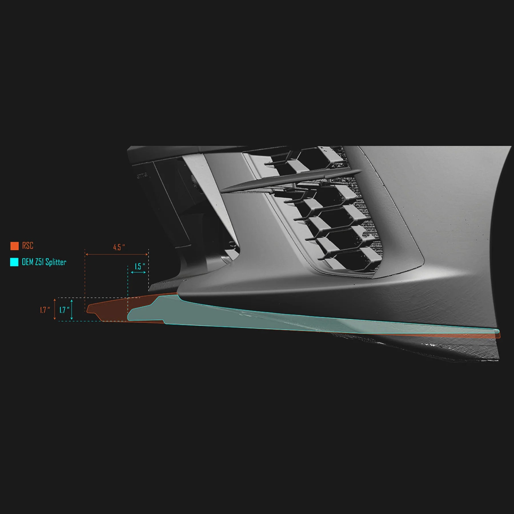 RACING SPORT CONCEPTS - GT FRONT SPLITTER - CARBON FIBER FOR C8 CORVETTE