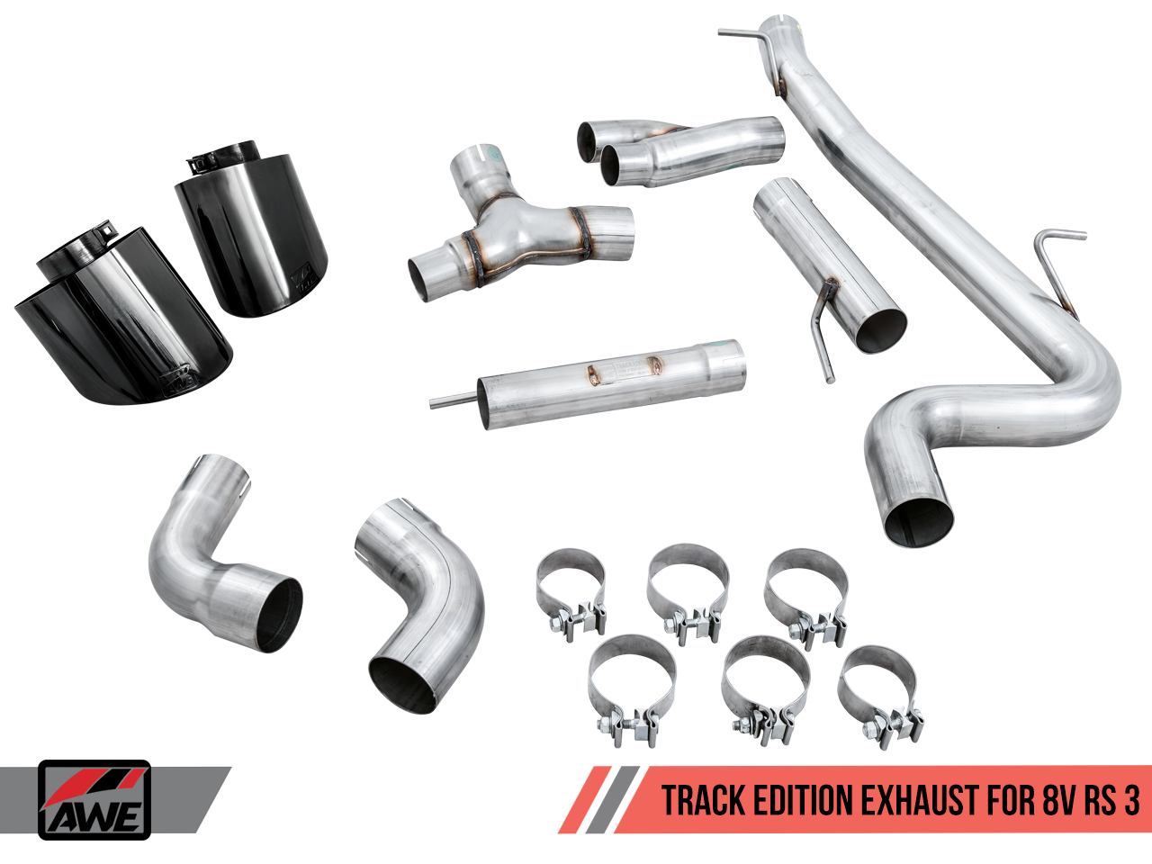 AWE Track Edition Exhaust for Audi 8V RS 3 - Diamond Black RS-style Tips - Motorsports LA