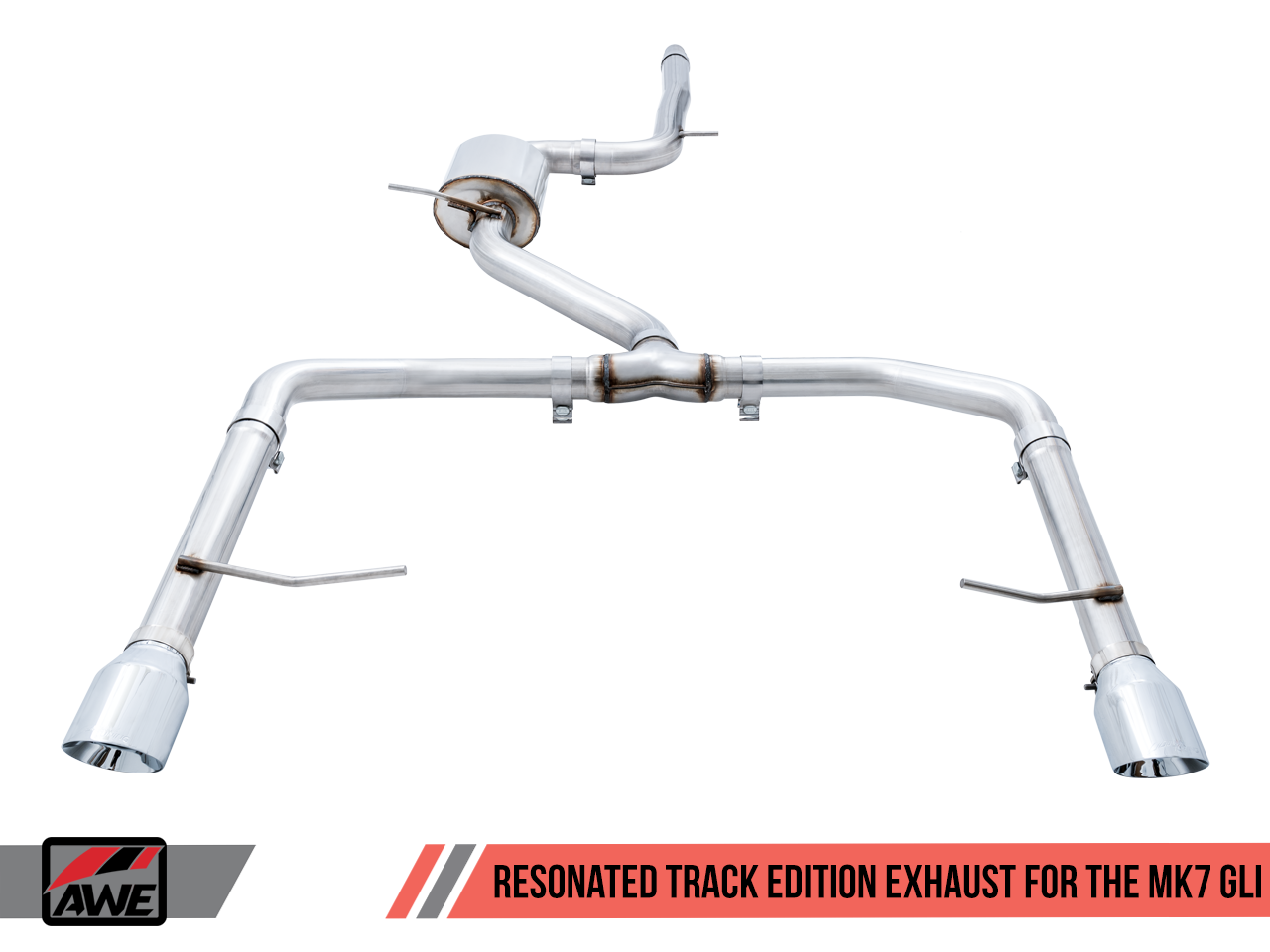 AWE Track Edition Exhaust - Non-Resonated - for MK7 Jetta GLI w/ Stock Downpipe - Motorsports LA