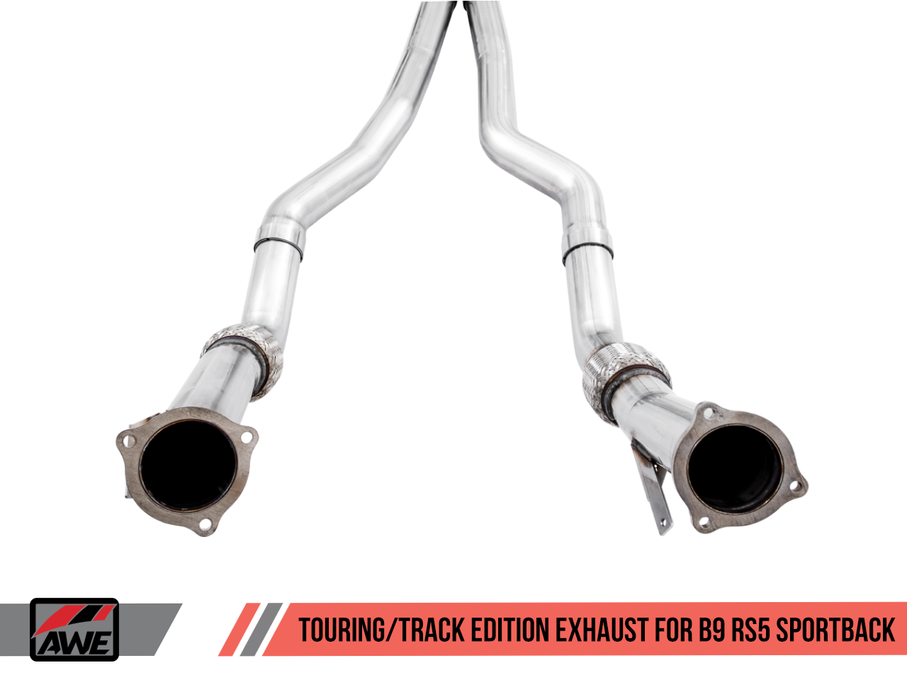 AWE Track Edition Exhaust for Audi B9 RS 5 Coupe - Resonated for Performance Catalysts - Diamond Black RS-style Tips - Motorsports LA