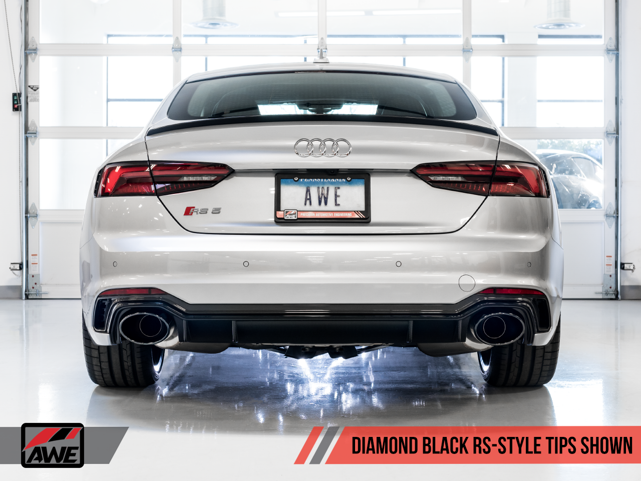 AWE Touring Edition Exhaust for Audi B9 RS 5 Coupe - Resonated for Performance Catalysts - Diamond Black RS-style Tips - Motorsports LA