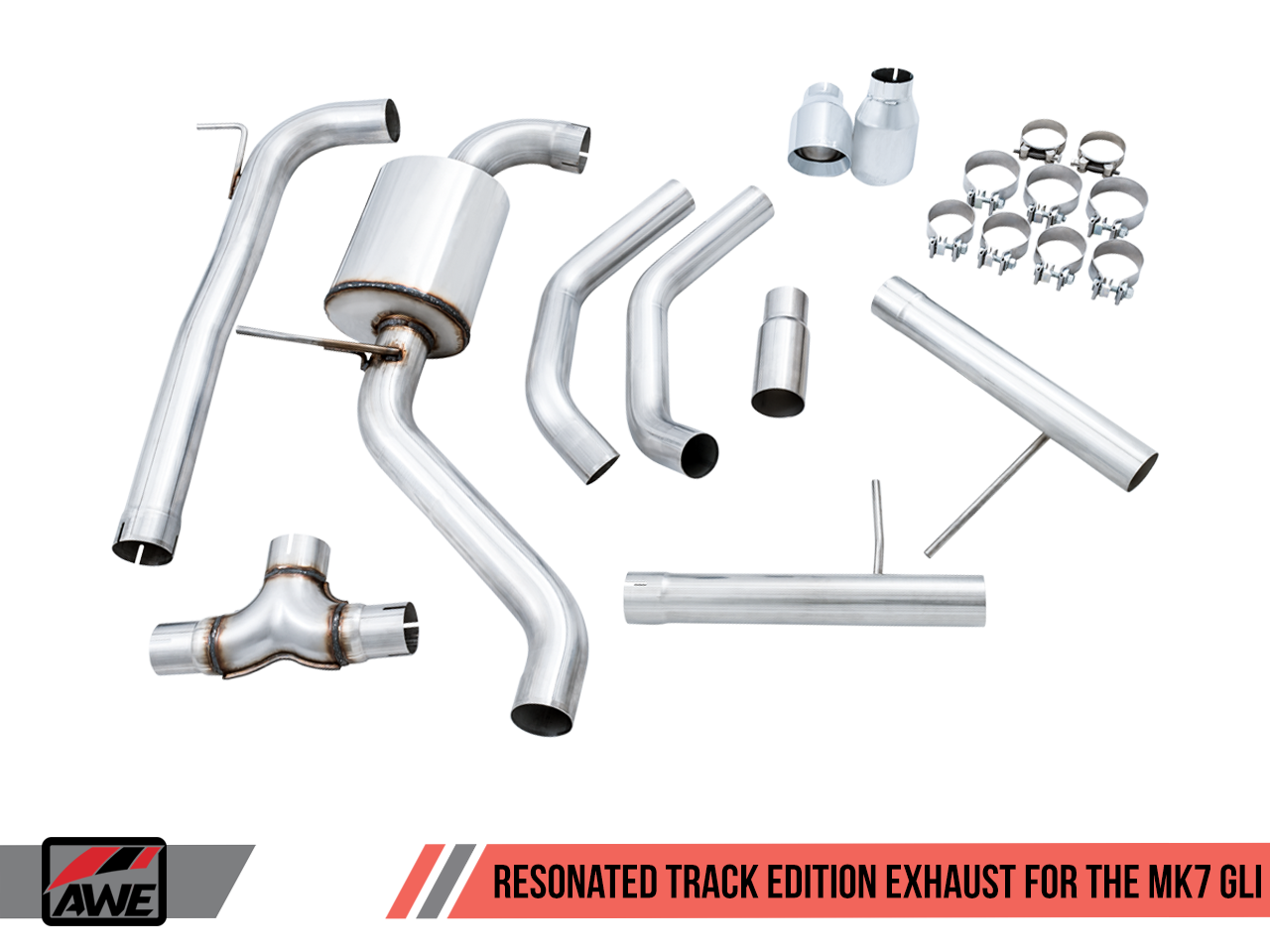 AWE Track Edition Exhaust - Non-Resonated - for MK7 Jetta GLI w/ Stock Downpipe - Motorsports LA