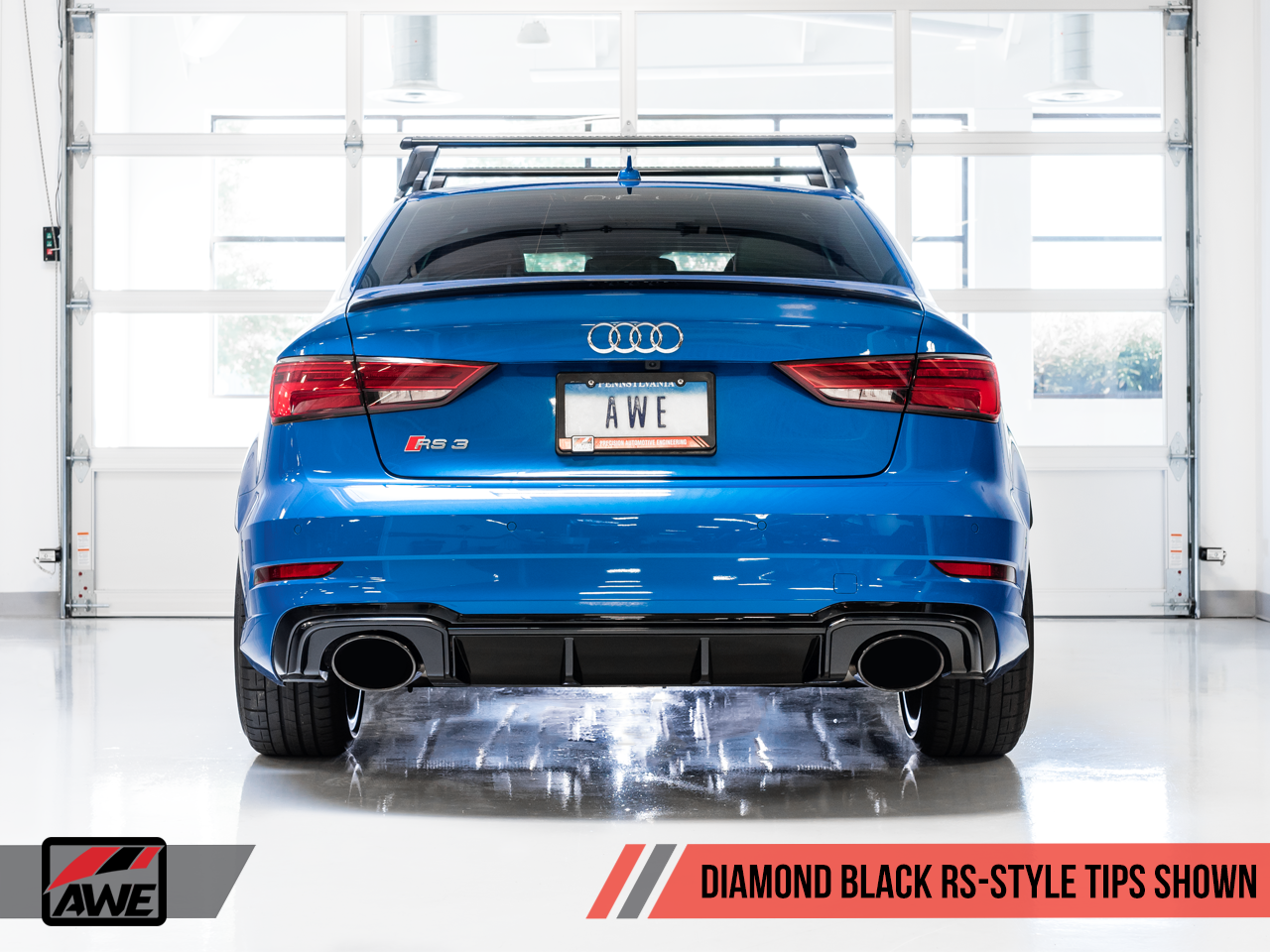AWE Track Edition Exhaust for Audi 8V RS 3 - Diamond Black RS-style Tips - Motorsports LA