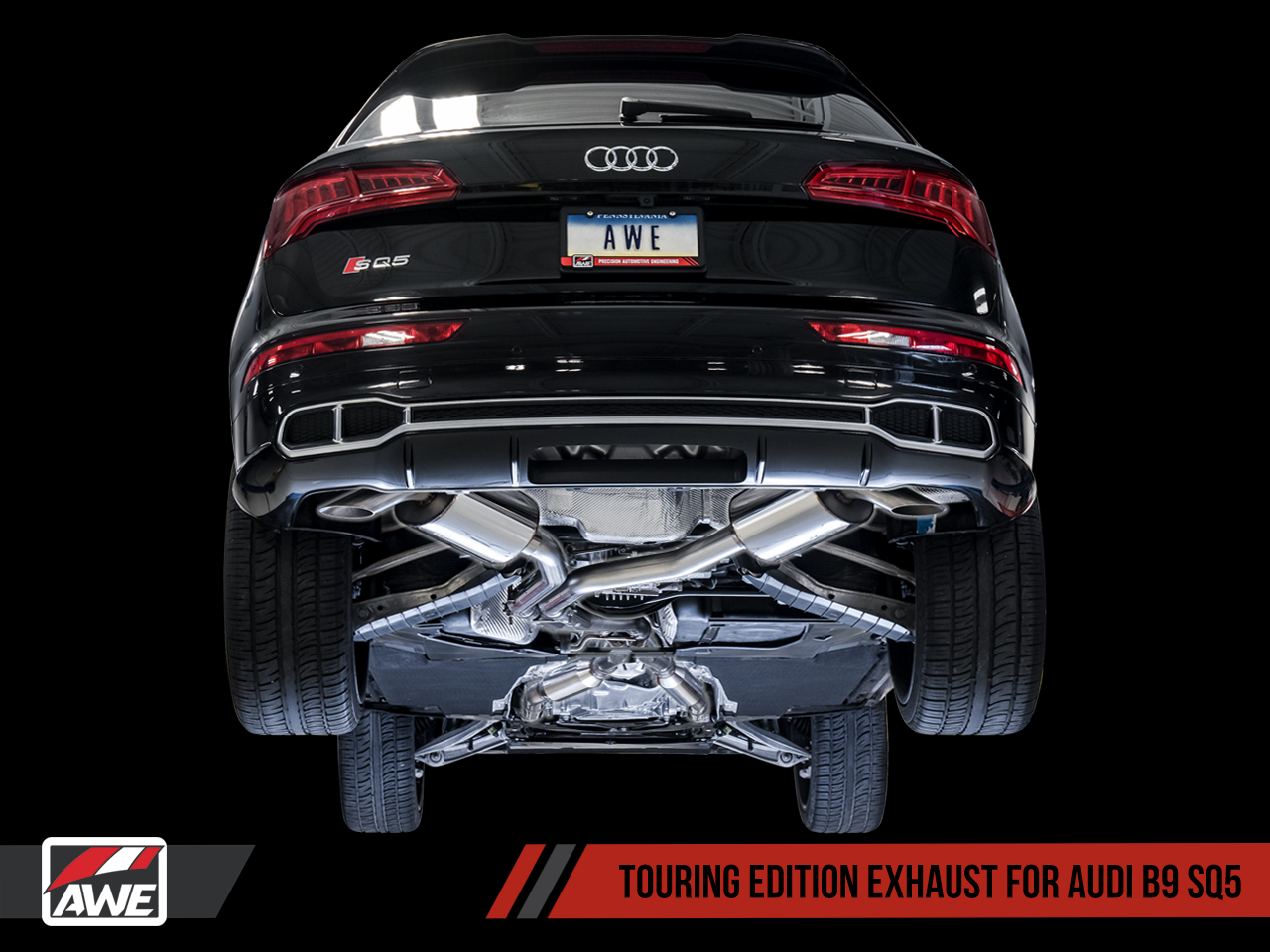 AWE Touring Edition Exhaust for Audi B9 SQ5 - Non-Resonated - No Tips (Turn Downs) - Motorsports LA