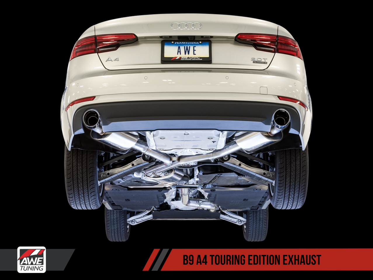 AWE Track Edition Exhaust for B9 A4, Dual Outlet (includes DP) - Motorsports LA