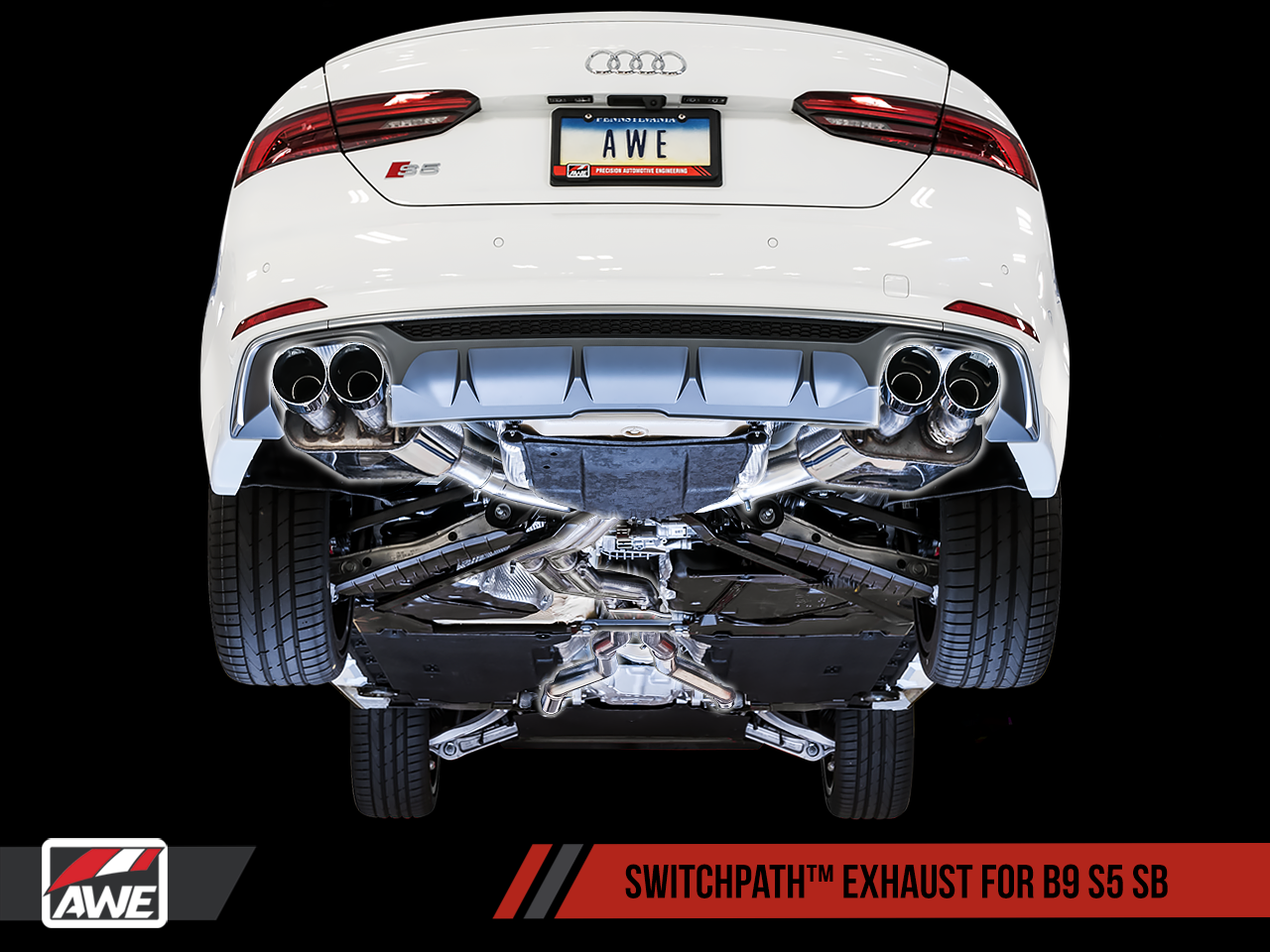 AWE Touring Edition Exhaust for B9 S5 Sportback - Resonated for Performance Catalyst - Motorsports LA