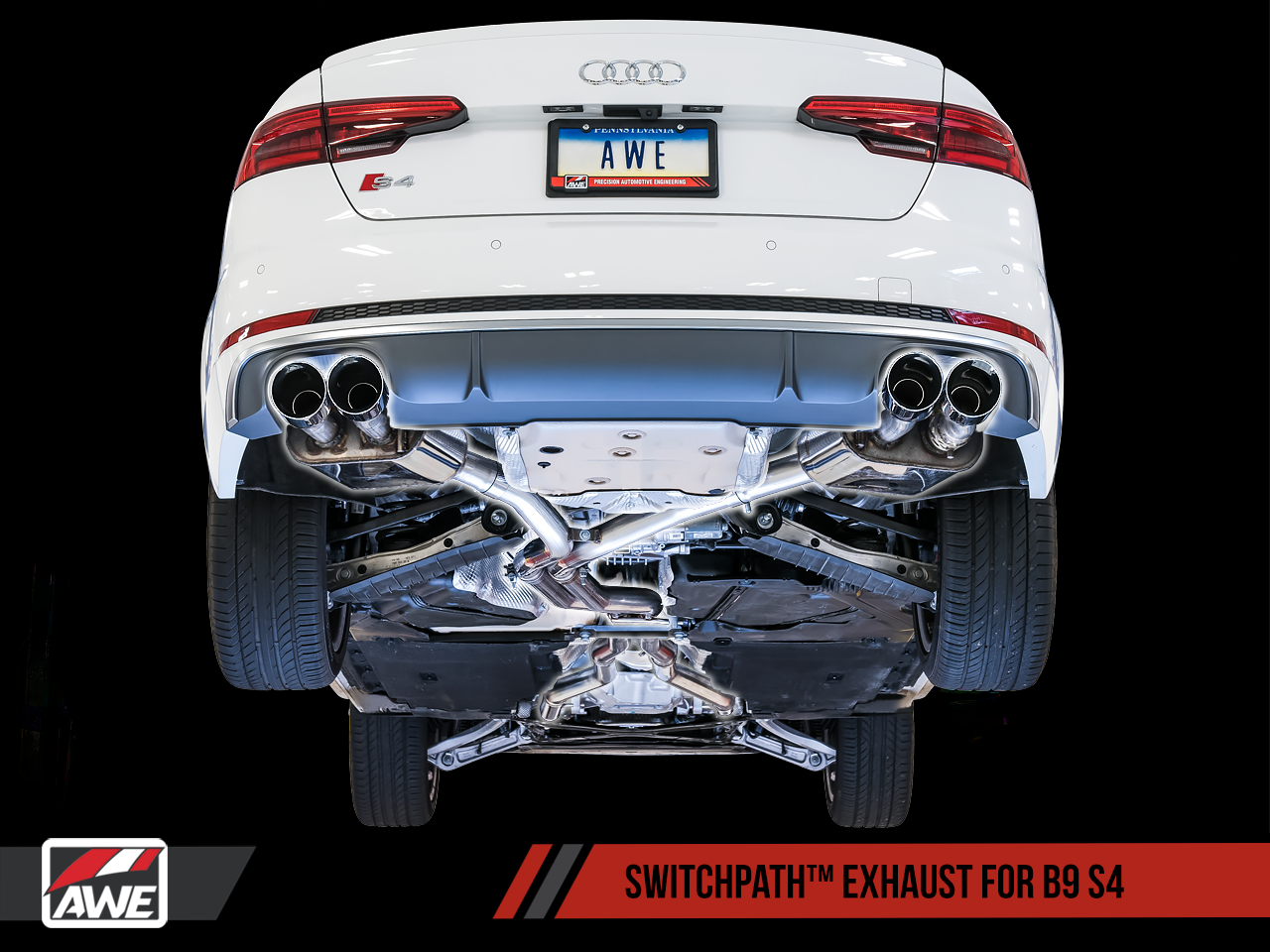 AWE Track Edition Exhaust for B9 S4 - Resonated for Performance Catalyst - Motorsports LA
