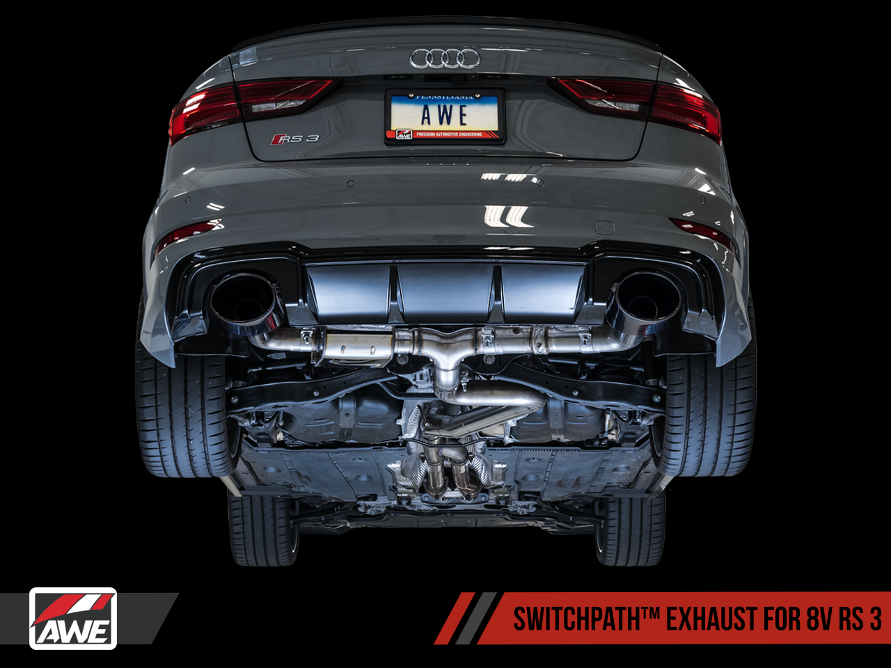 AWE SwitchPath™ Exhaust for Audi 8V RS 3 - Diamond Black RS-style Tips - Motorsports LA