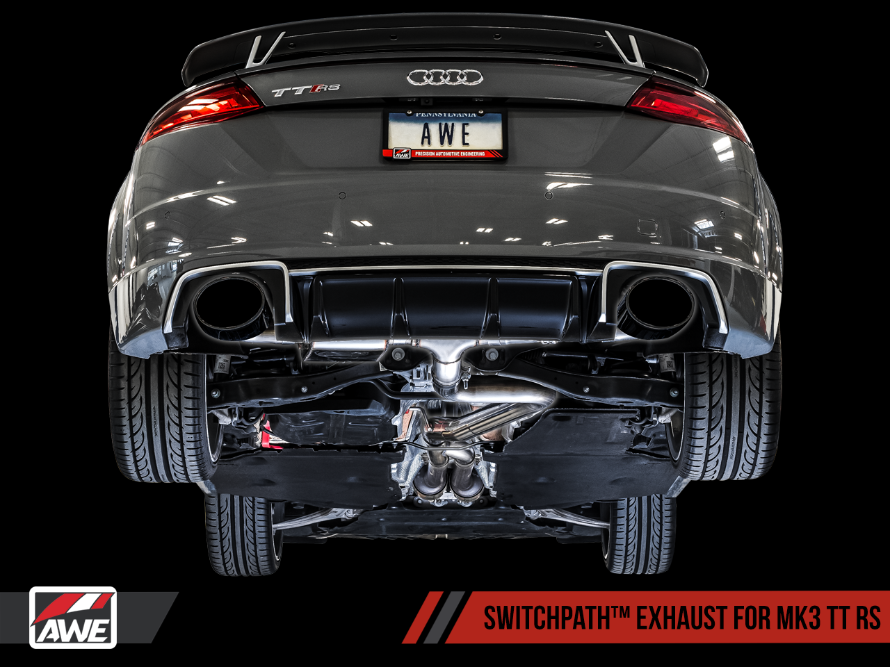 AWE SwitchPath™ Exhaust for Audi MK3 TT RS - Diamond Black RS-style Tips - Motorsports LA