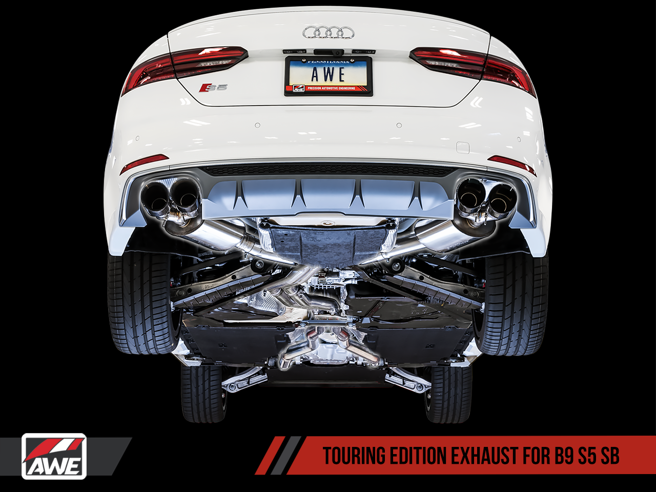 AWE Touring Edition Exhaust for B9 S5 Sportback - Resonated for Performance Catalyst - Motorsports LA