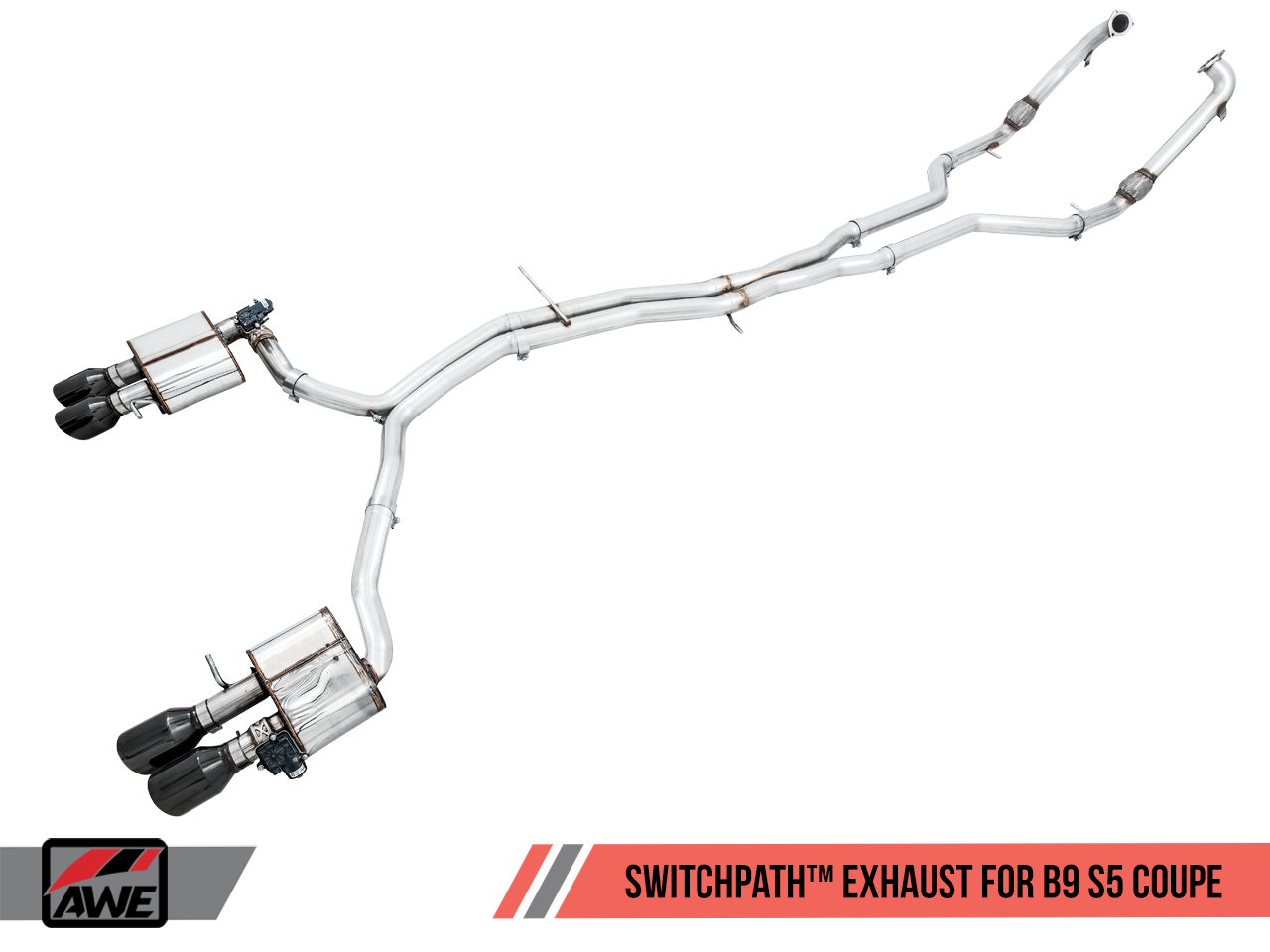 AWE Touring Edition Exhaust for B9 S5 Coupe - Resonated for Performance Catalyst - Motorsports LA