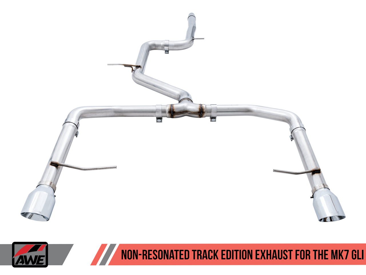AWE Track Edition Exhaust - Non-Resonated - for MK7 Jetta GLI w/ Stock Downpipe - Motorsports LA