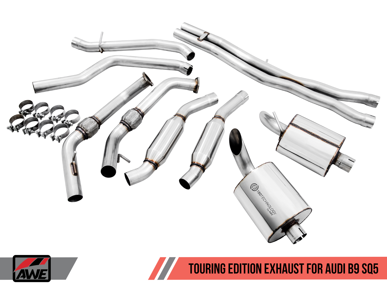 AWE Touring Edition Exhaust for Audi B9 SQ5 - Non-Resonated - No Tips (Turn Downs) - Motorsports LA