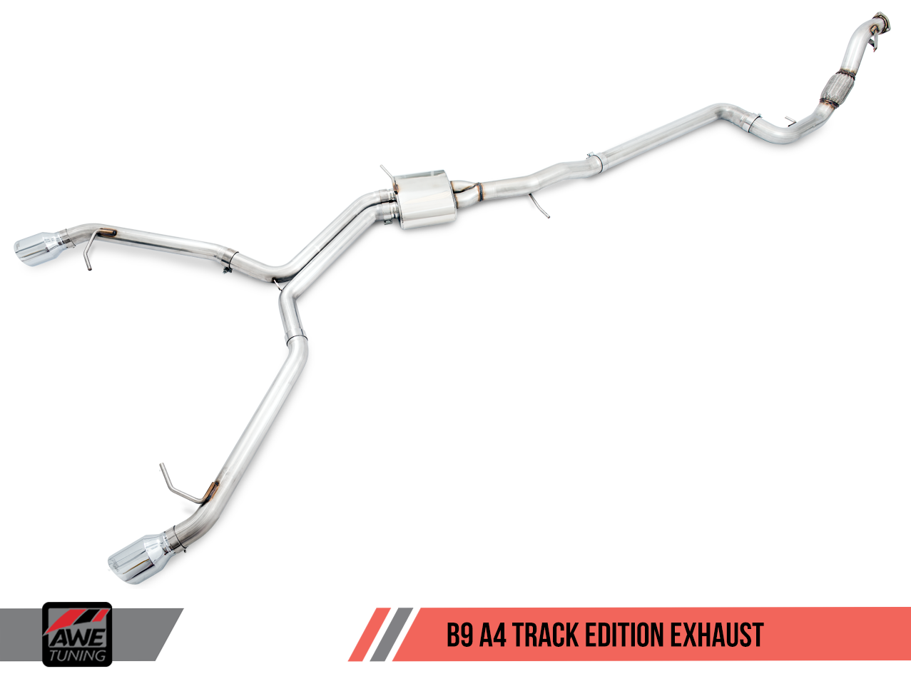 AWE Track Edition Exhaust for B9 A4, Dual Outlet (includes DP) - Motorsports LA