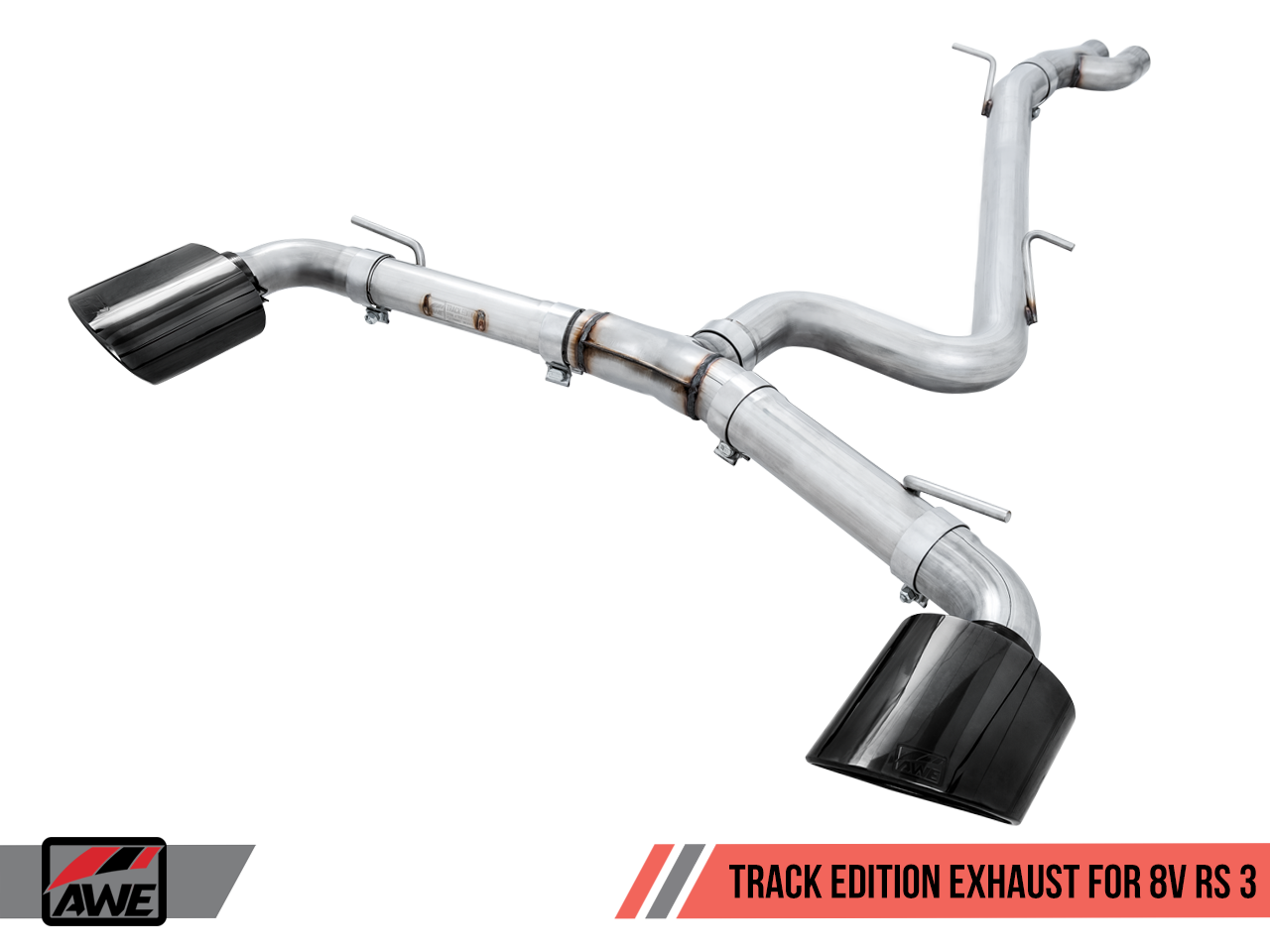 AWE Track Edition Exhaust for Audi 8V RS 3 - Diamond Black RS-style Tips - Motorsports LA