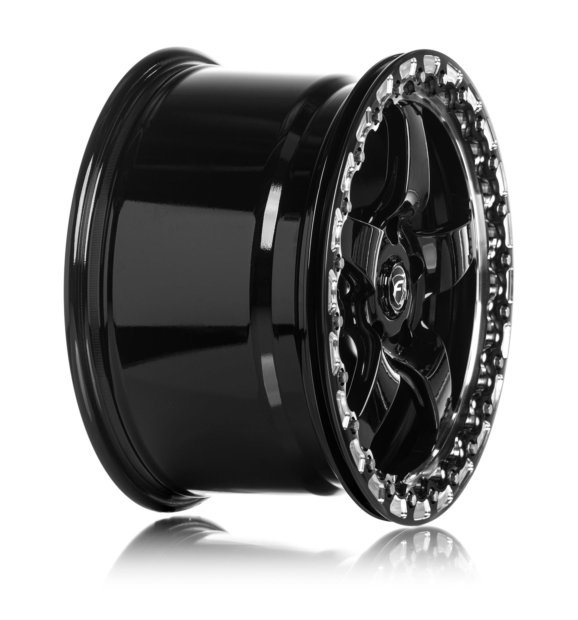 Forgestar D5 BEADLOCK Drag Racing Wheels - Gloss Black w/Machined Lip - 18x10.5 - Sold Individually - Motorsports LA