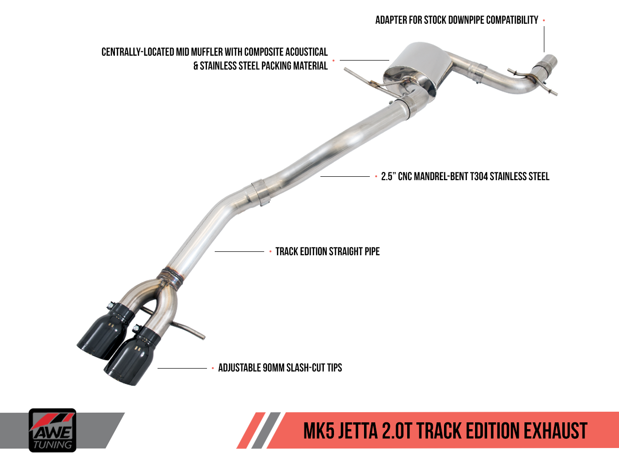 AWE Touring Edition Exhaust for MK5 Jetta 2.0T - GLI - Motorsports LA