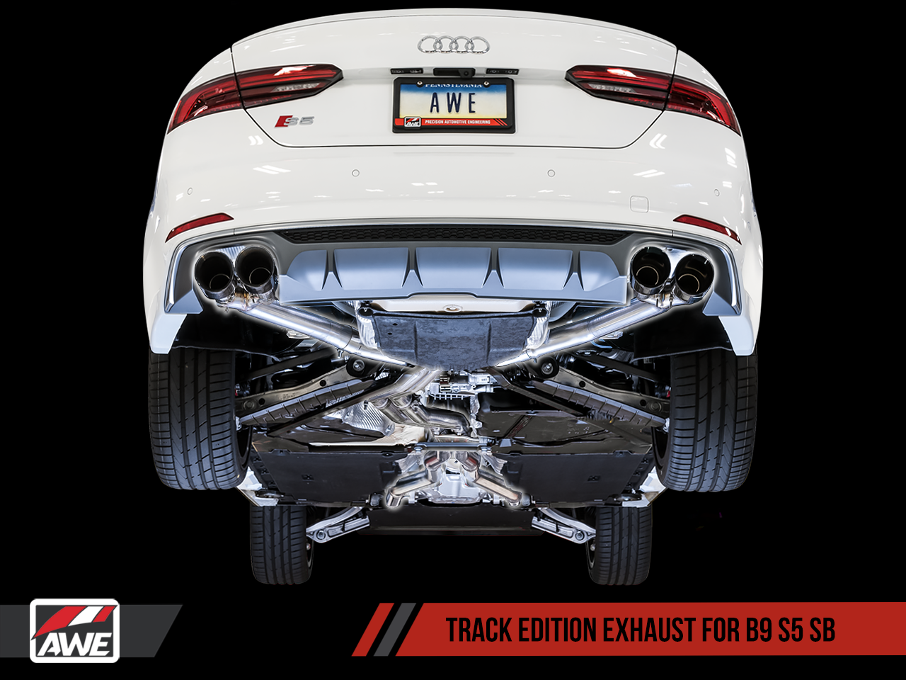 AWE Touring Edition Exhaust for B9 S5 Sportback - Resonated for Performance Catalyst - Motorsports LA