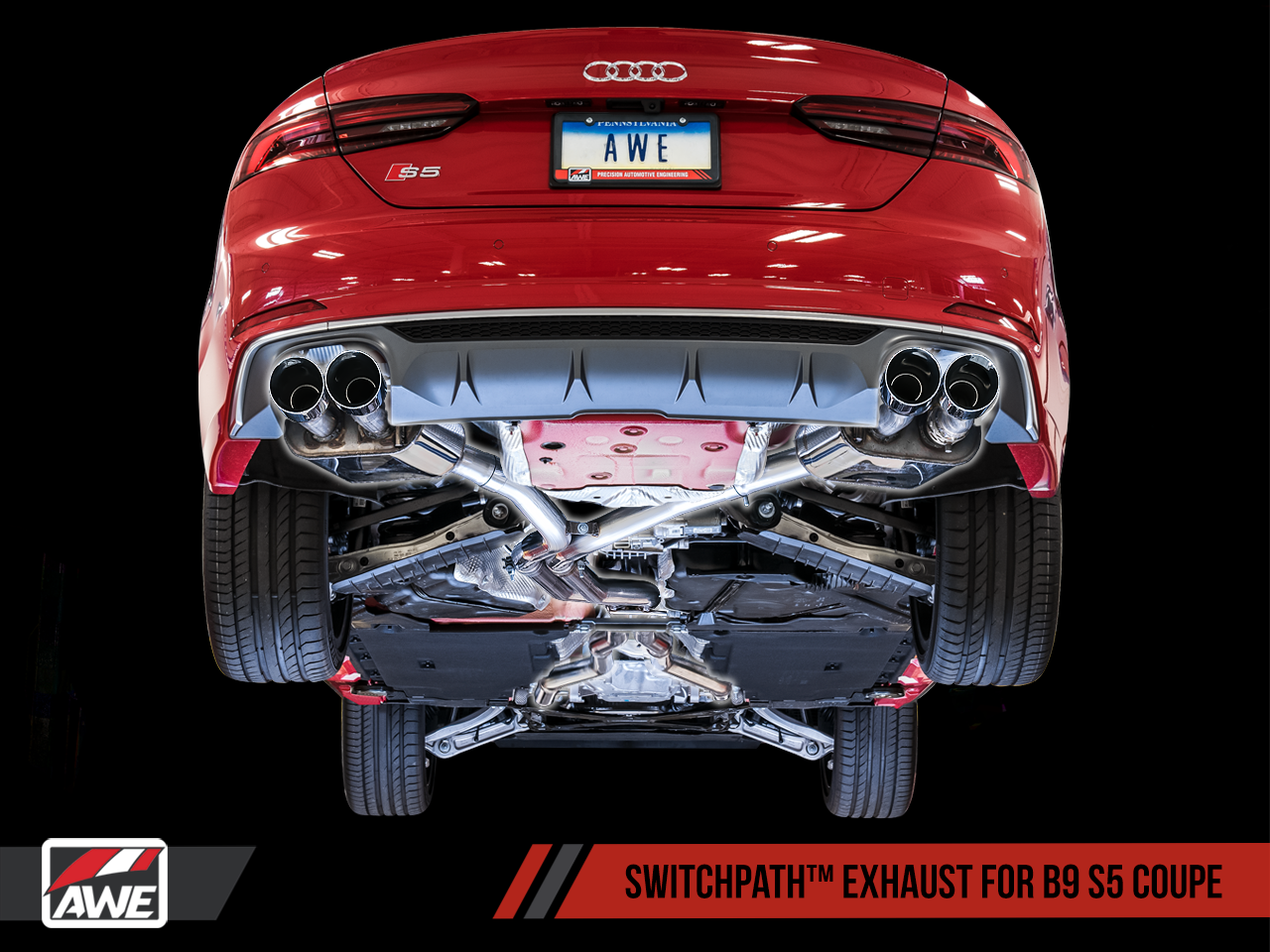 AWE Track Edition Exhaust for Audi B9 S5 Coupe - Non-Resonated - Motorsports LA