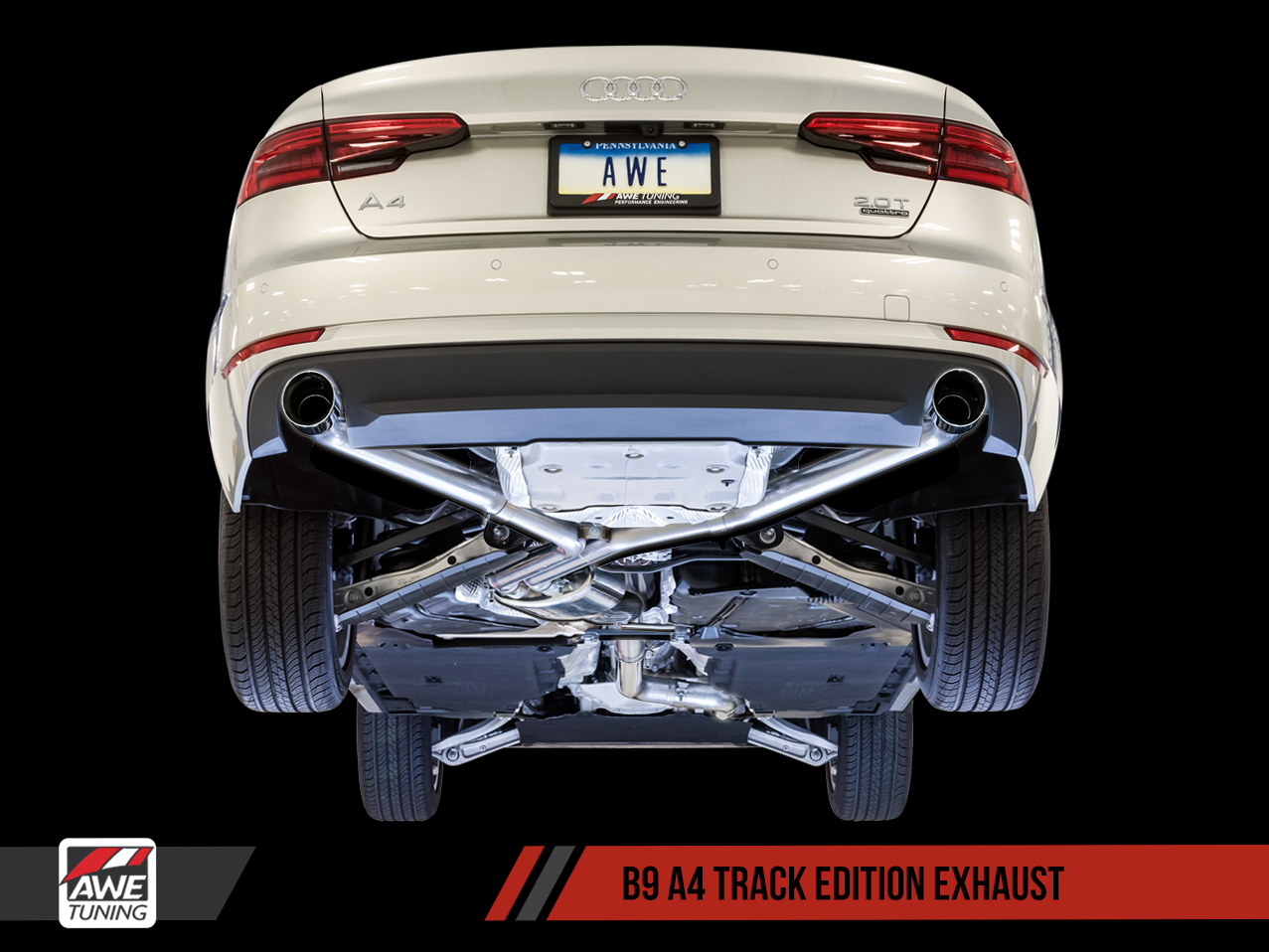 AWE Track Edition Exhaust for B9 A4, Dual Outlet (includes DP) - Motorsports LA
