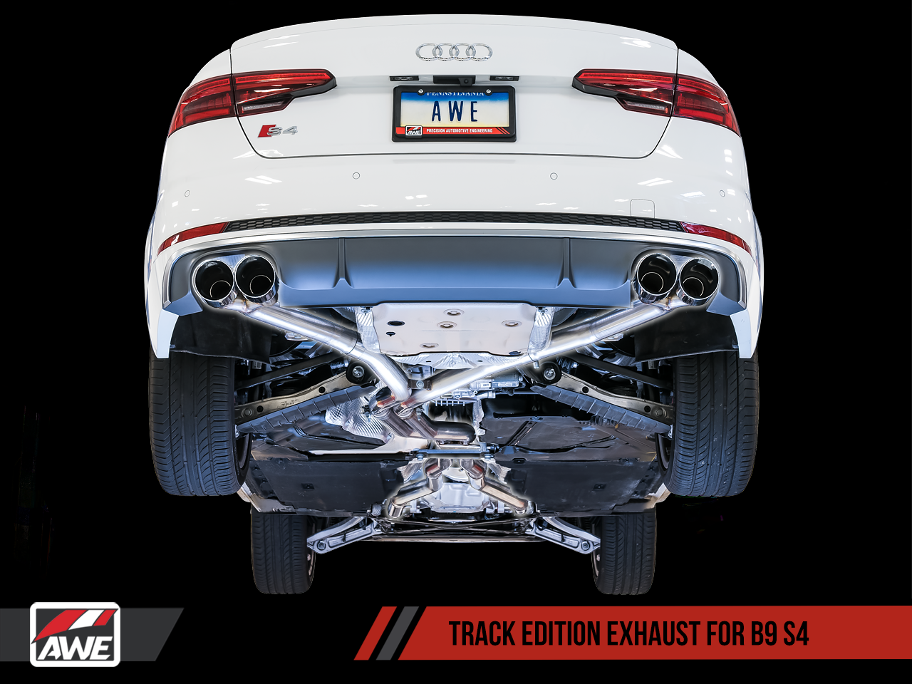 AWE Track Edition Exhaust for B9 S4 - Resonated for Performance Catalyst - Motorsports LA