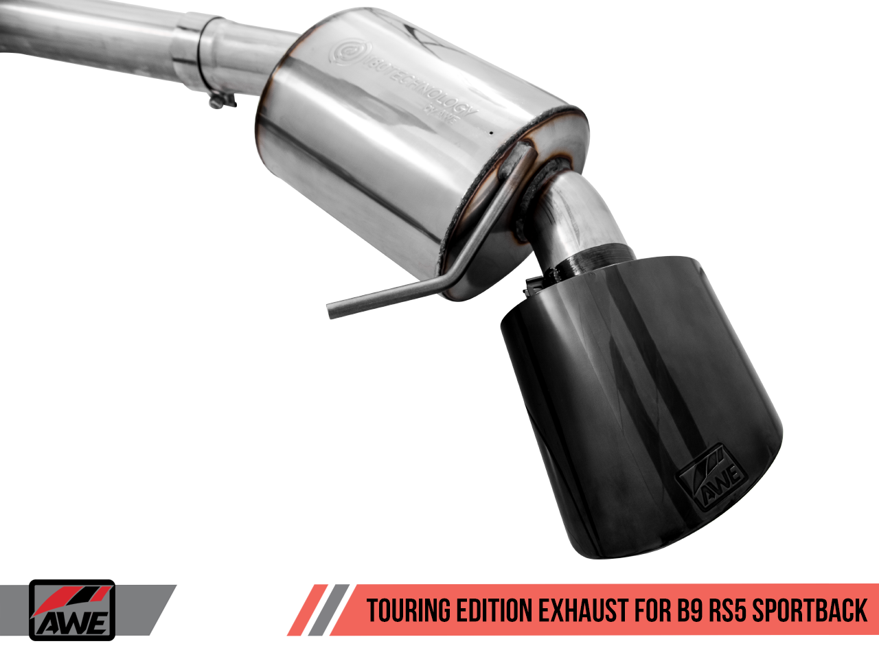 AWE Track Edition Exhaust for Audi B9 RS 5 Coupe - Resonated for Performance Catalysts - Diamond Black RS-style Tips - Motorsports LA