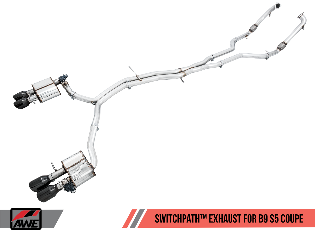 AWE Track Edition Exhaust for Audi B9 S5 Coupe - Non-Resonated - Motorsports LA