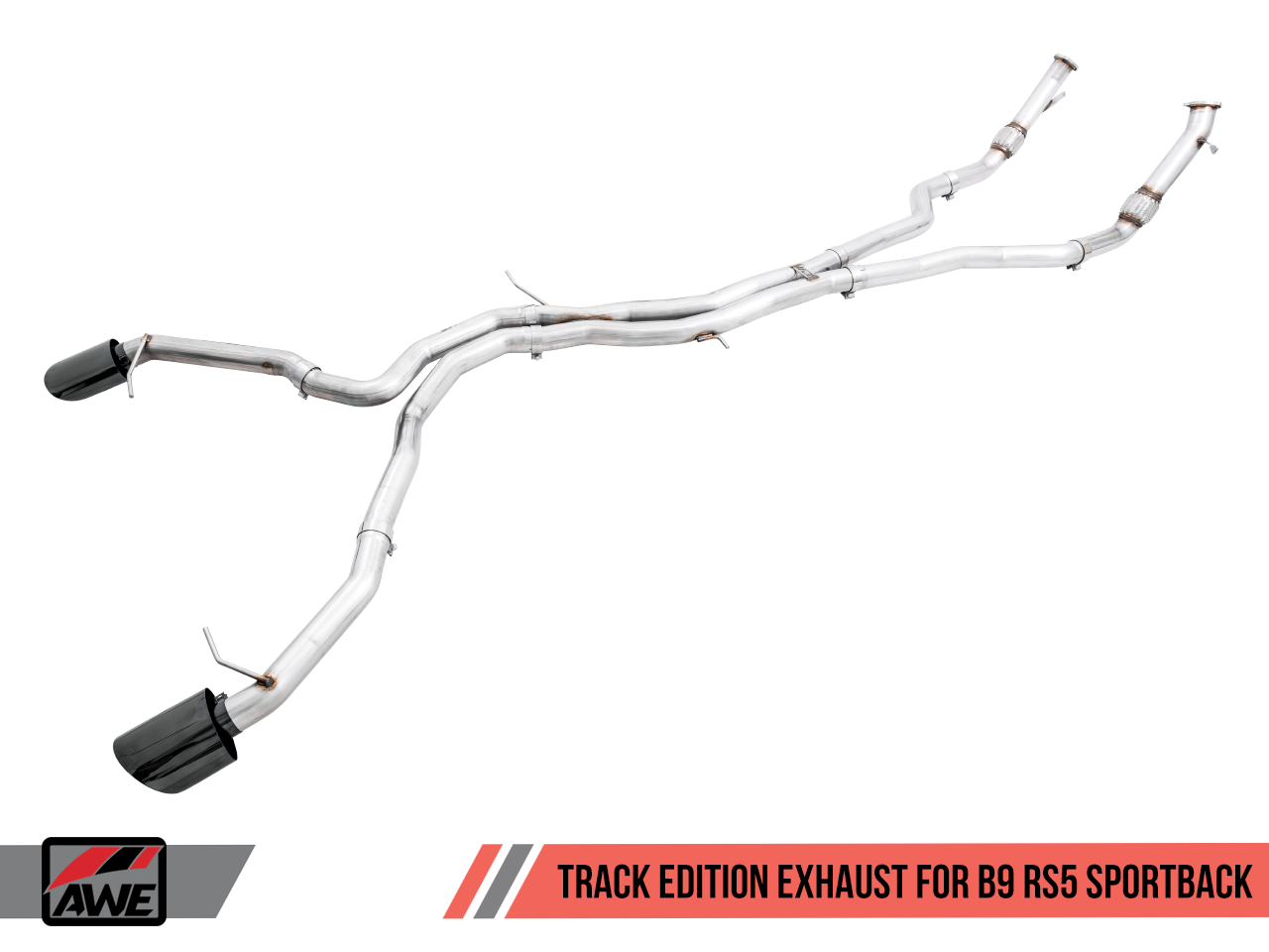 AWE Track Edition Exhaust for Audi B9 RS 5 Sportback - Non-Resonated - Diamond Black RS-style Tips - Motorsports LA