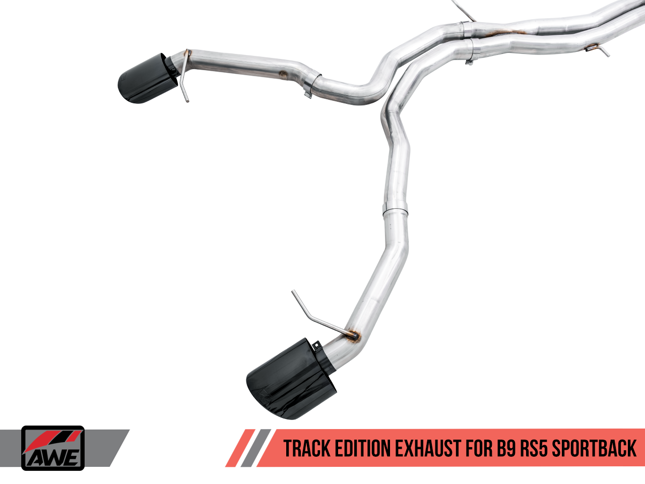 AWE Touring Edition Exhaust for Audi B9 RS 5 Sportback - Resonated for Performance Catalysts - Diamond Black RS-style Tips - Motorsports LA
