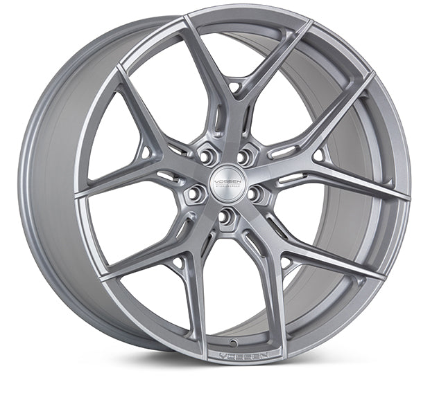 Satin Silver Vossen HF5 Wheels for C8 Chevrolet Corvette 20x9 21x12 Motorsports LA