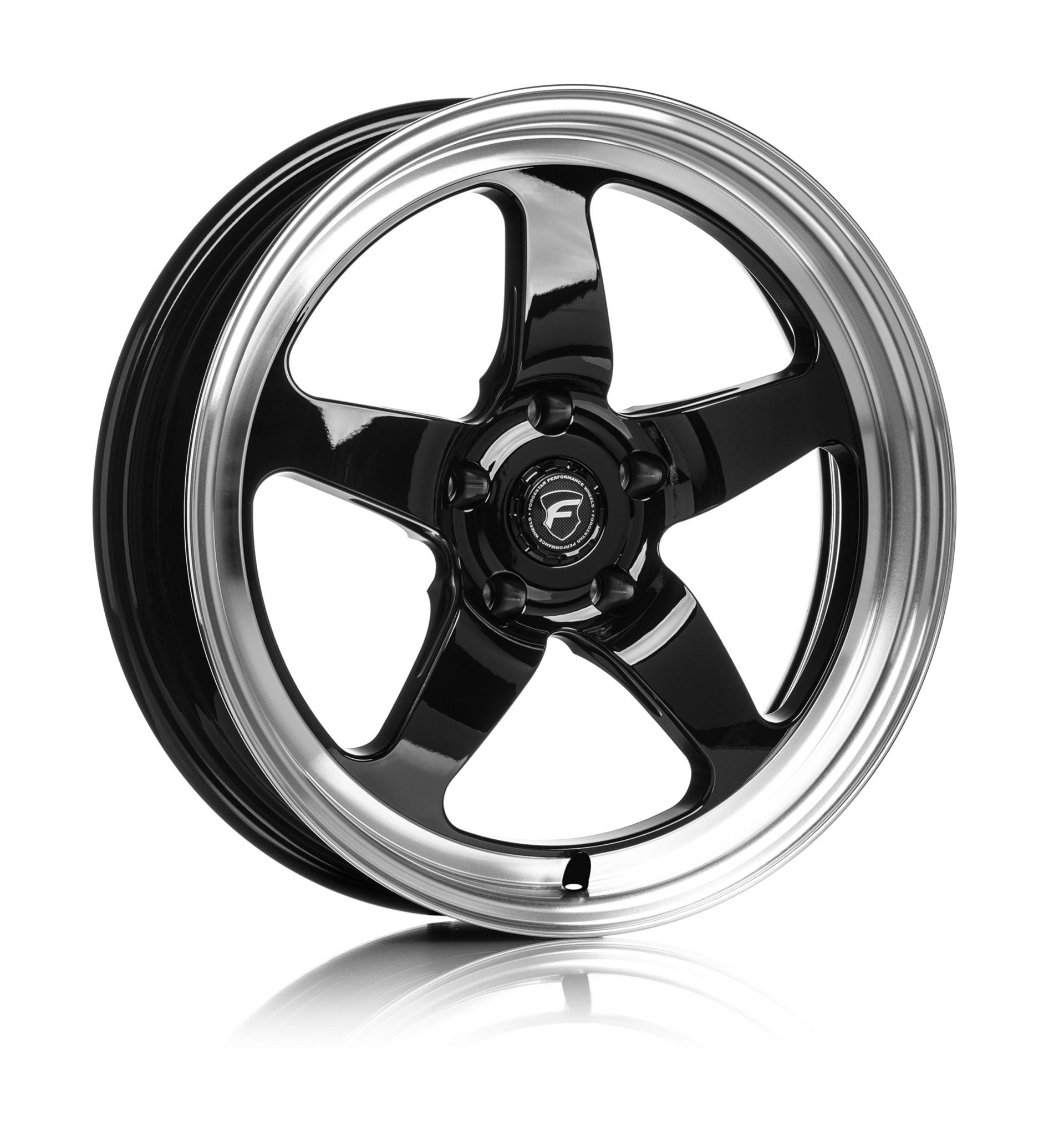 Forgestar D5 Drag Racing Wheels - Gloss Black w/Machined Lip - 17x5